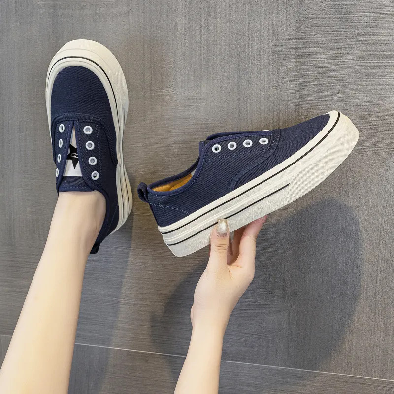 POOQ Abrasion Resistant Height Increasing Low Top Canvas Shoes Women's-16