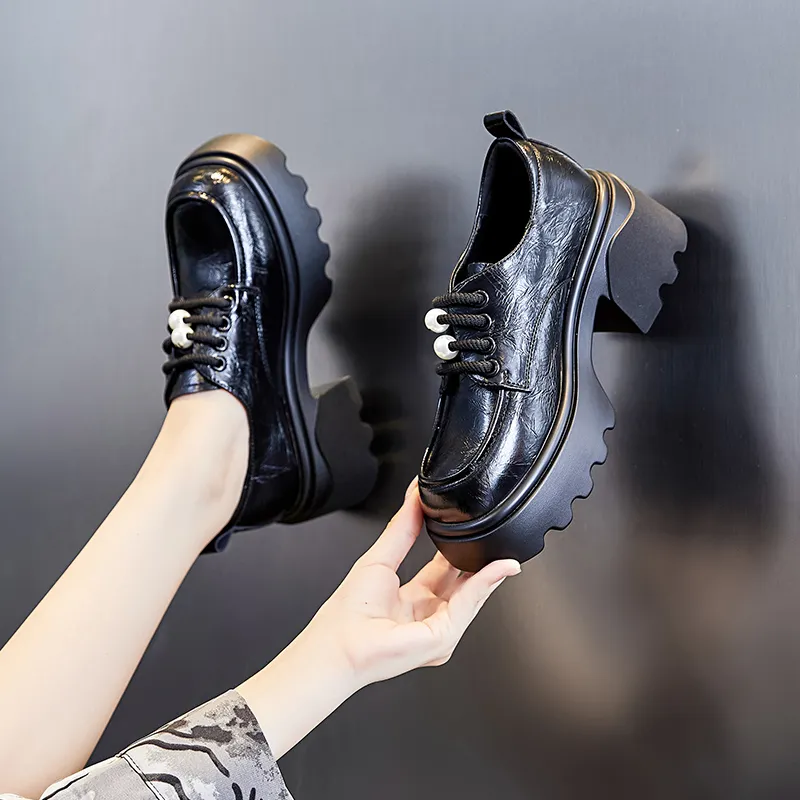 POOQ Chunky Heel High Heels Women's Black-1
