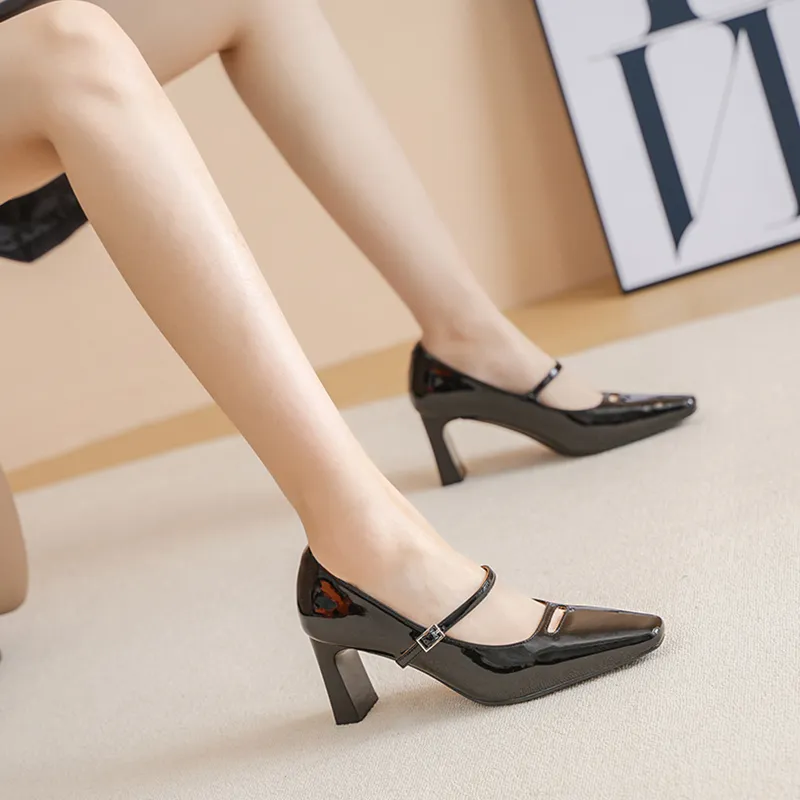 POOQ Chunky Heel High Heels 7CM Women's-3