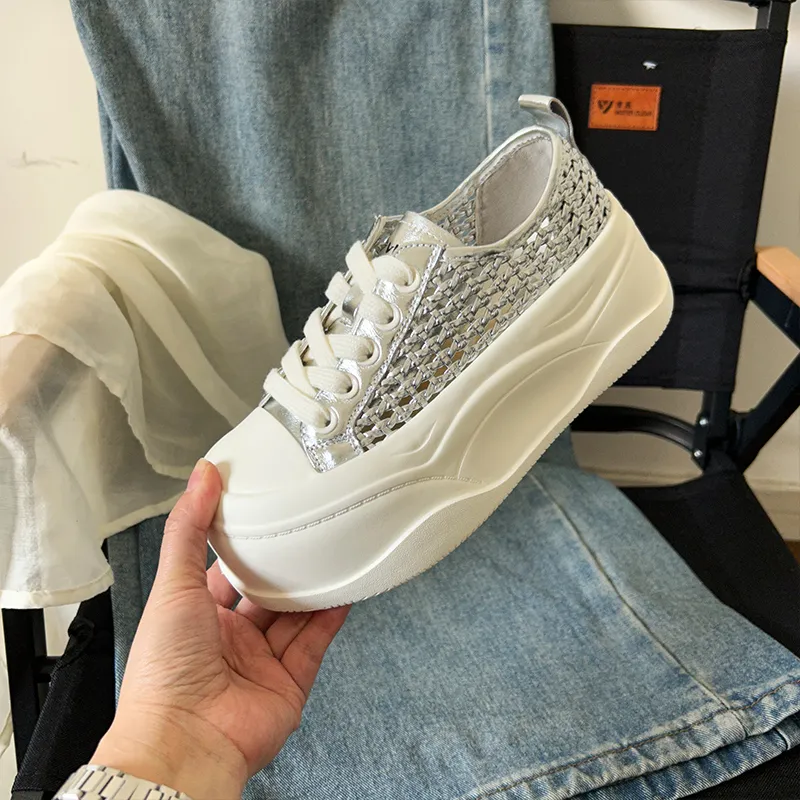 POOQ Abrasion Resistant Breathable Height Increasing Low Top Skateboard Shoes Women's-5