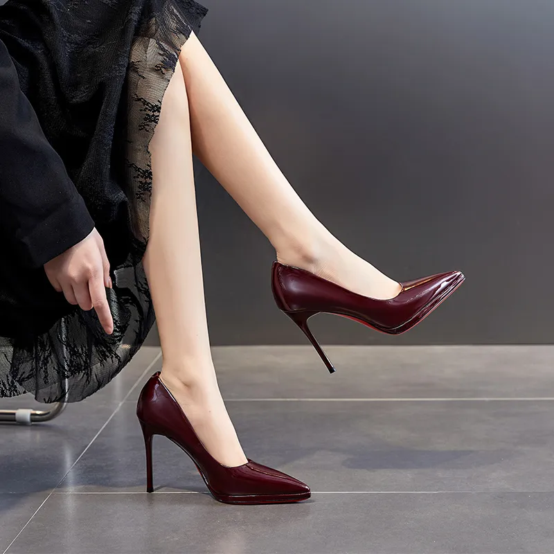 POOQ Slim Heel High Heels 10CM Women's-16