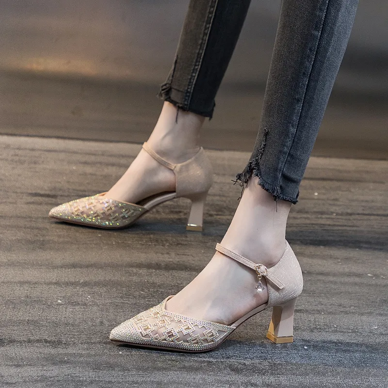 POOQ Chunky Heel High Heels 6.5CM Women's-2