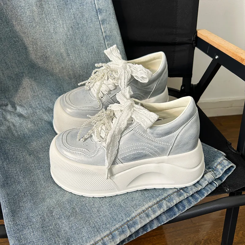 POOQ Height Increasing Low Top Casual Shoes Women's-10