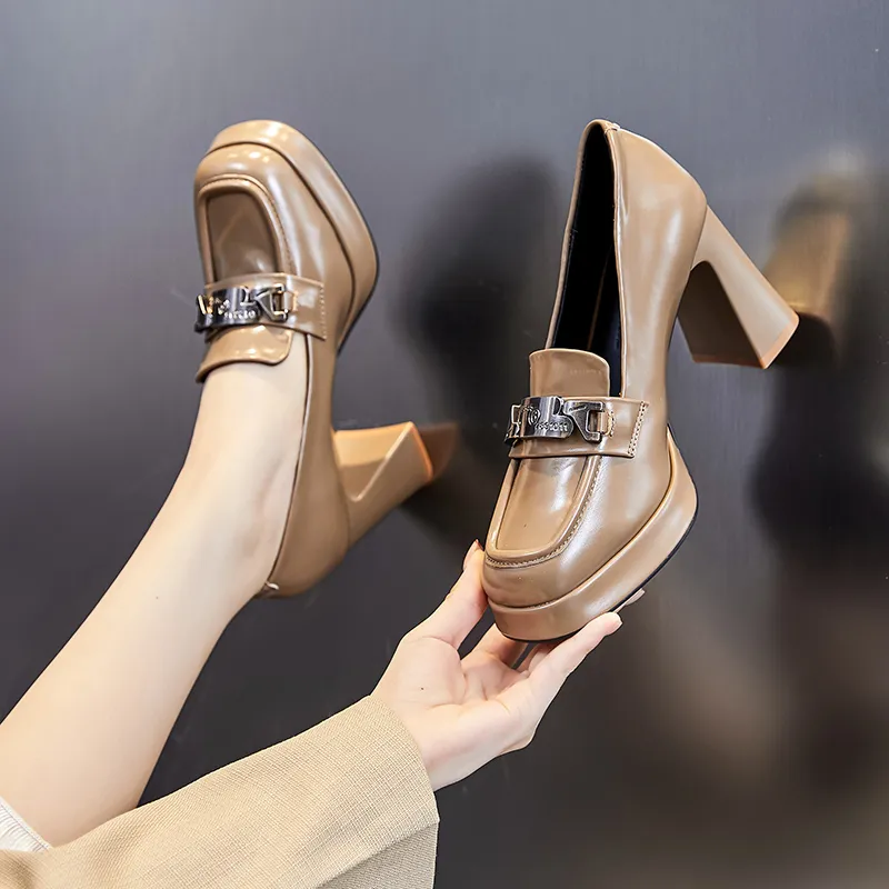 POOQ Chunky Heel High Heels 8.5CM Women's-6