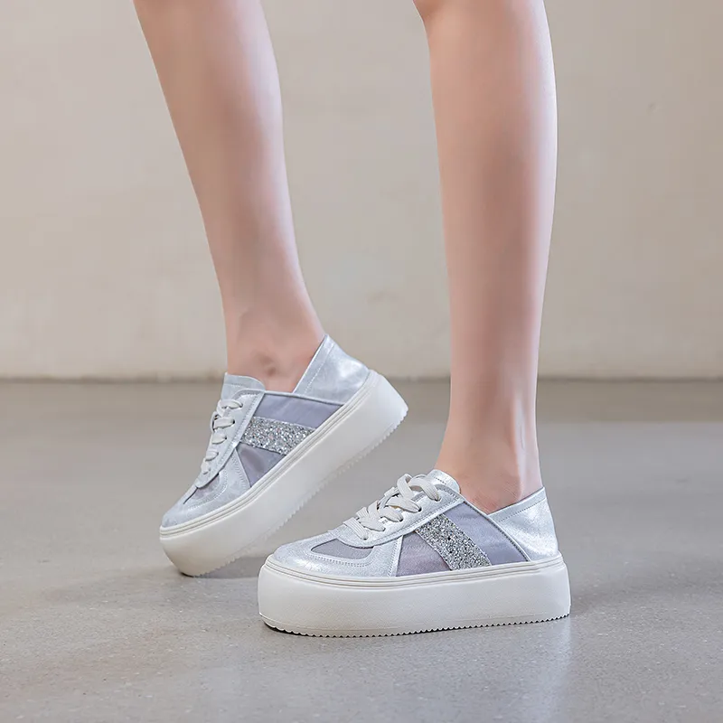POOQ Height Increasing Low Top Skateboard Shoes Women's-9