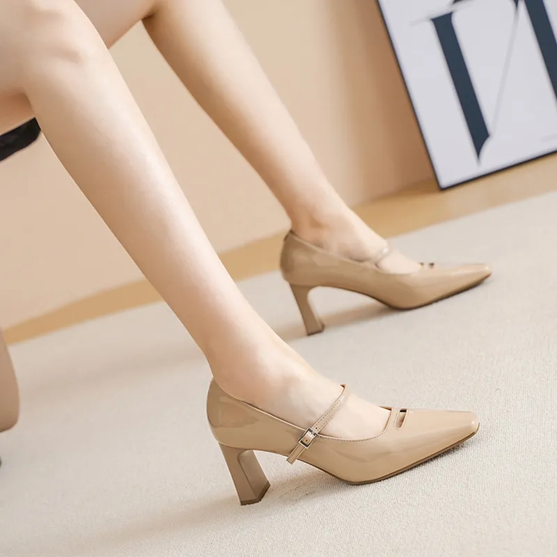 POOQ Chunky Heel High Heels 7CM Women's-8
