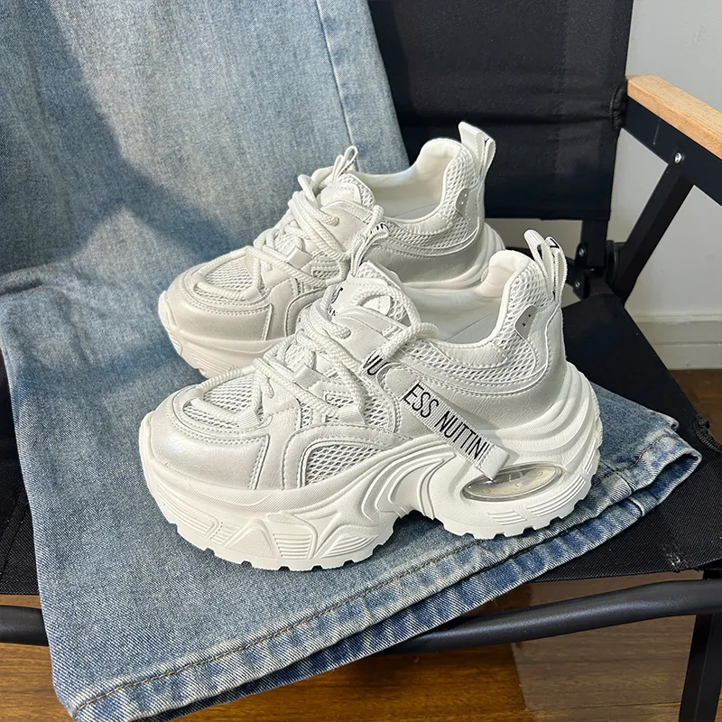 POOQ Breathable Height Increase Low Top Chunky Sneakers Women's-1
