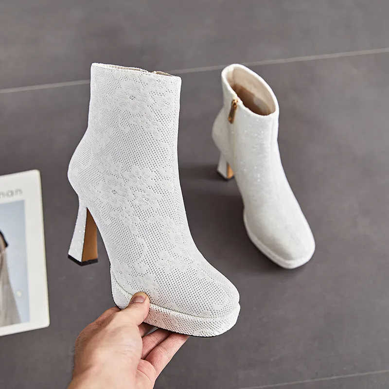 POOQ Ankle Boots Women's Black/White-9
