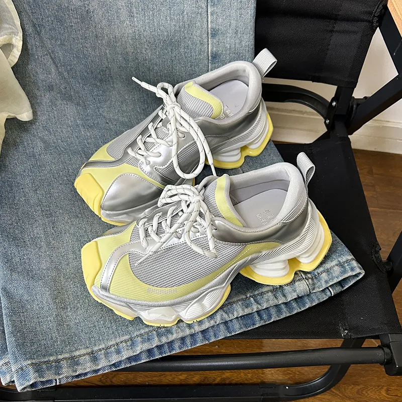 POOQ Chunky Sneakers Women's Low Top Yellow/Purple-1