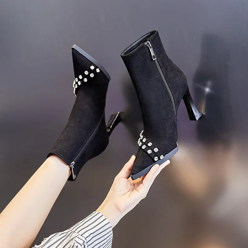 POOQ Ankle Boots Women's Black/Brown-2