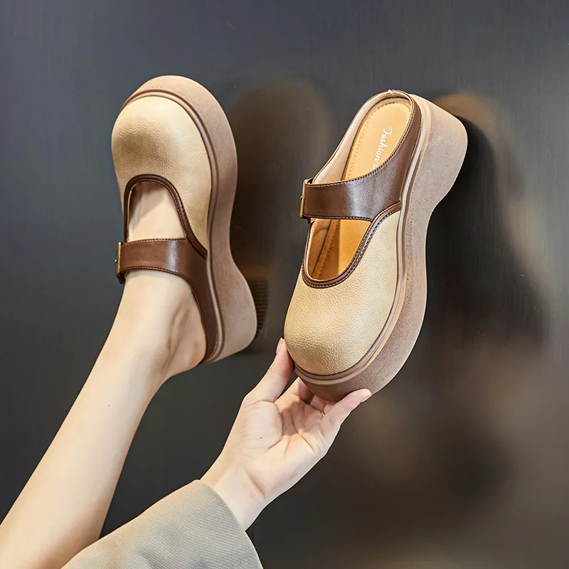 POOQ Rubber Sole Slip Resistant Wrap toe Slippers Women's-8