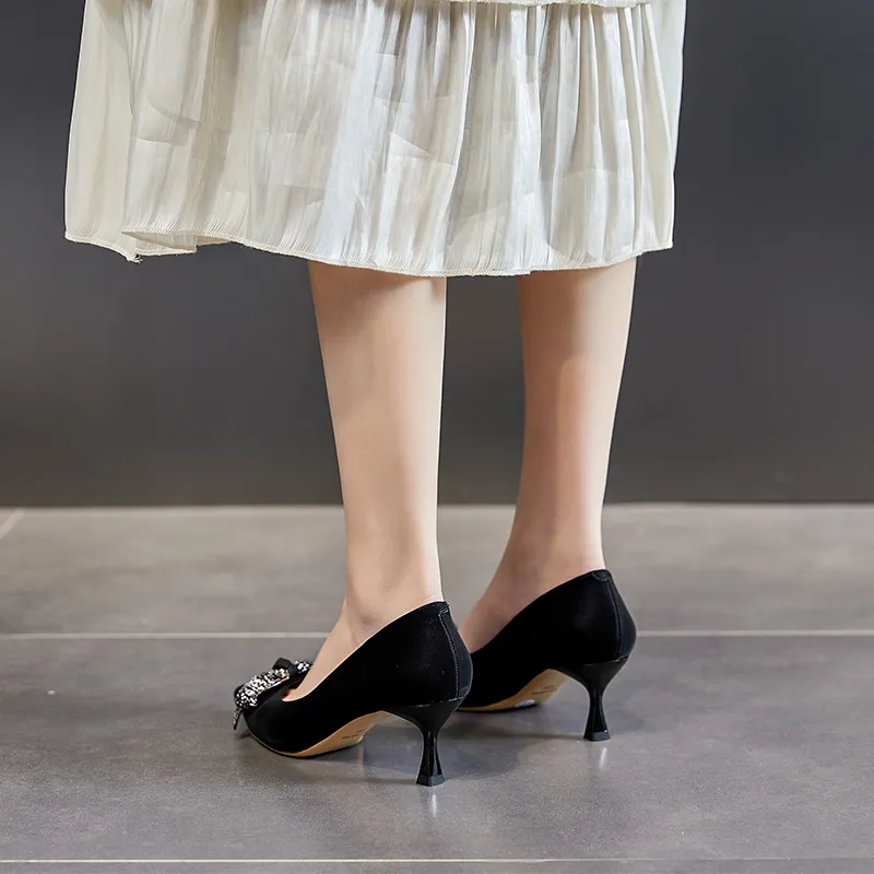 POOQ Flared Heel High Heels 5.5CM Women's-5