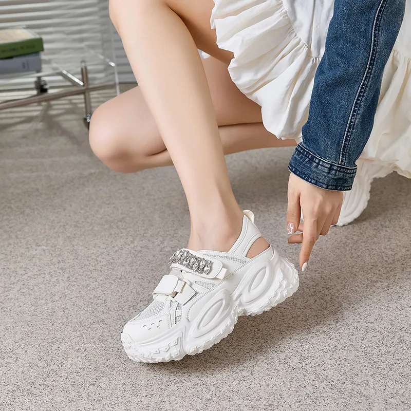 POOQ Slip Resistant, Abrasion Resistant, Breathable Low Top Chunky Sneakers Women's-2