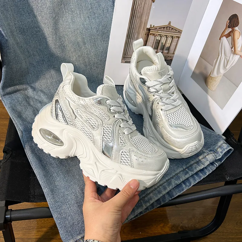 POOQ Low Top Chunky Sneakers Women's Ecru-1