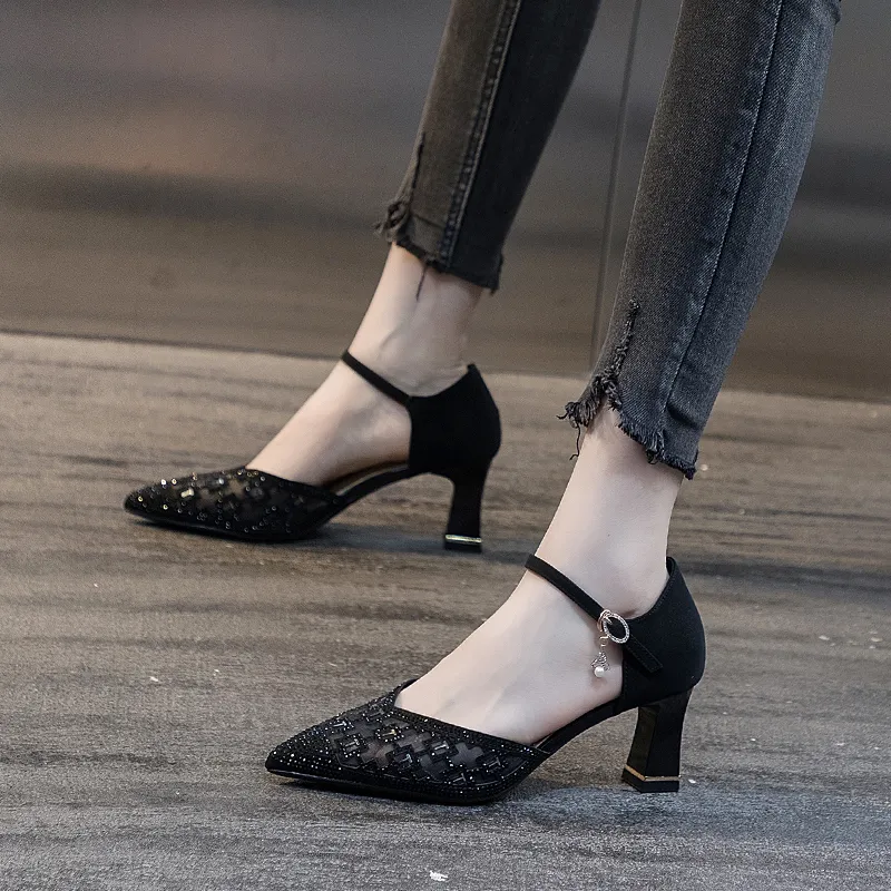 POOQ Chunky Heel High Heels 6.5CM Women's-6