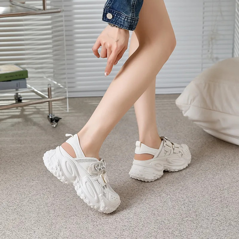 POOQ Slip Resistant, Abrasion Resistant, Breathable Low Top Chunky Sneakers Women's-3