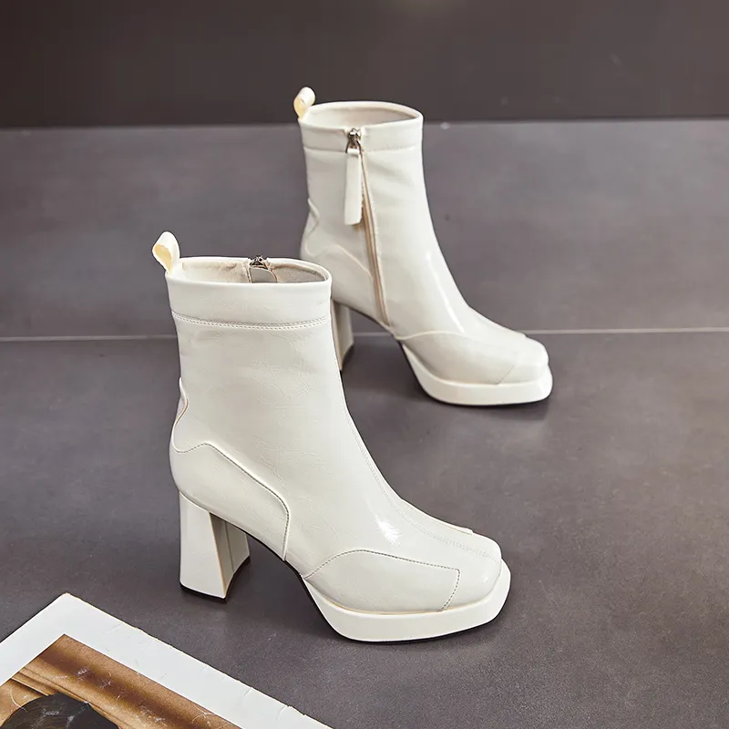 POOQ Ankle Boots Women's Black/Beige-3