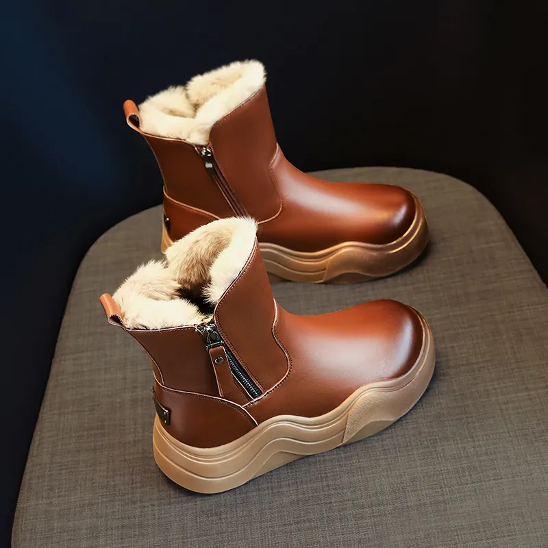 POOQ Short Mid-Calf Snow Boots 4cm Women's-2