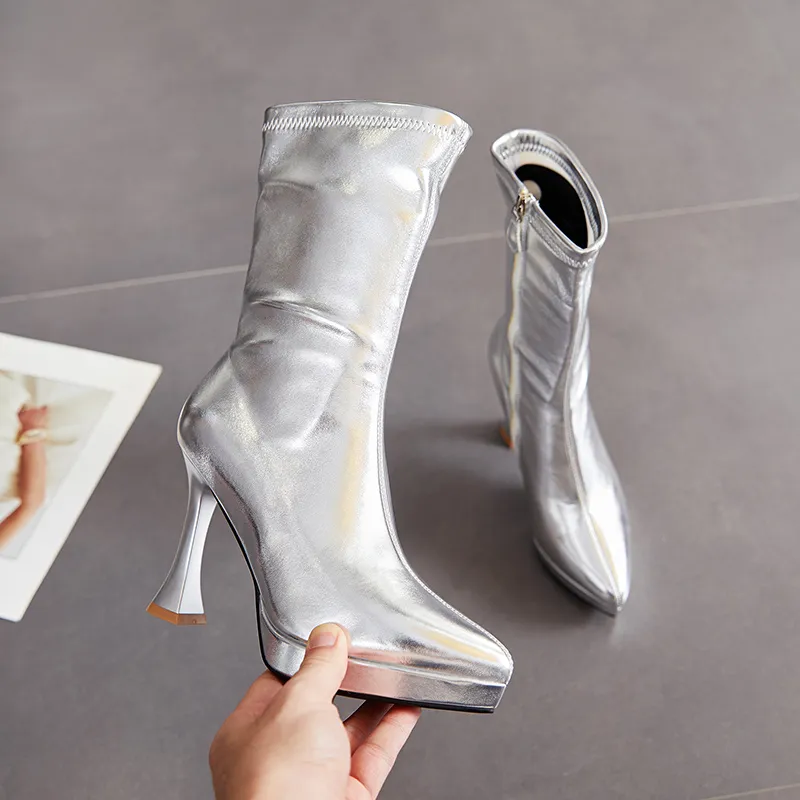 POOQ Ankle Boots Women's Black/Silver-9