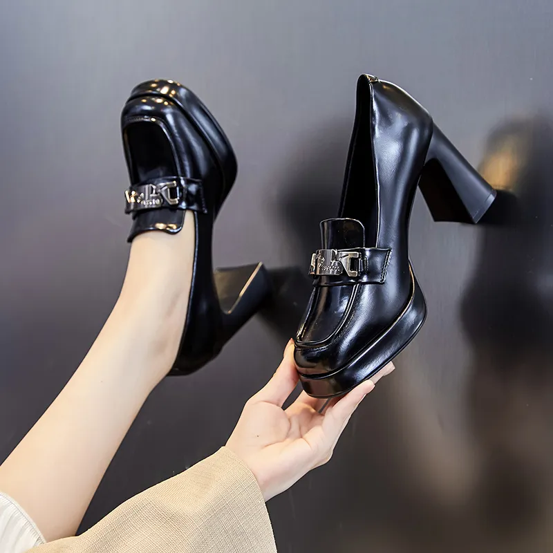 POOQ Chunky Heel High Heels 8.5CM Women's-2