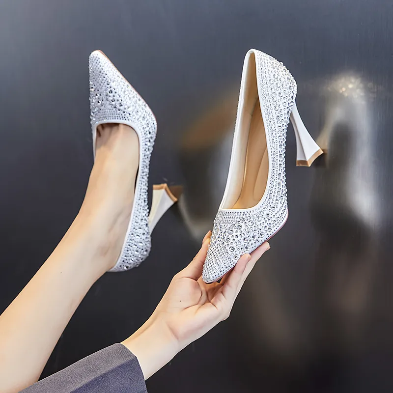 POOQ Slim Heel High Heels 9.5CM Women's-7