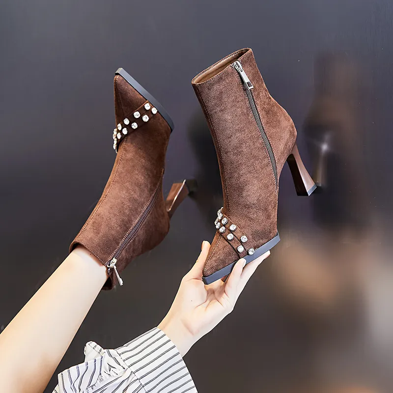 POOQ Ankle Boots Women's Black/Brown-7