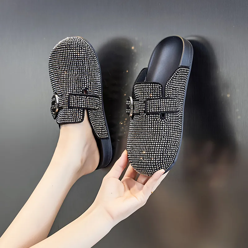 POOQ Rubber Sole Abrasion Resistant Wrap toe Slippers Women's-1