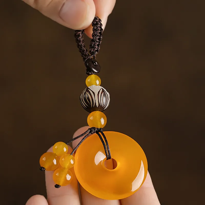 OQD White Jade Bodhi Keychains Unisex-2