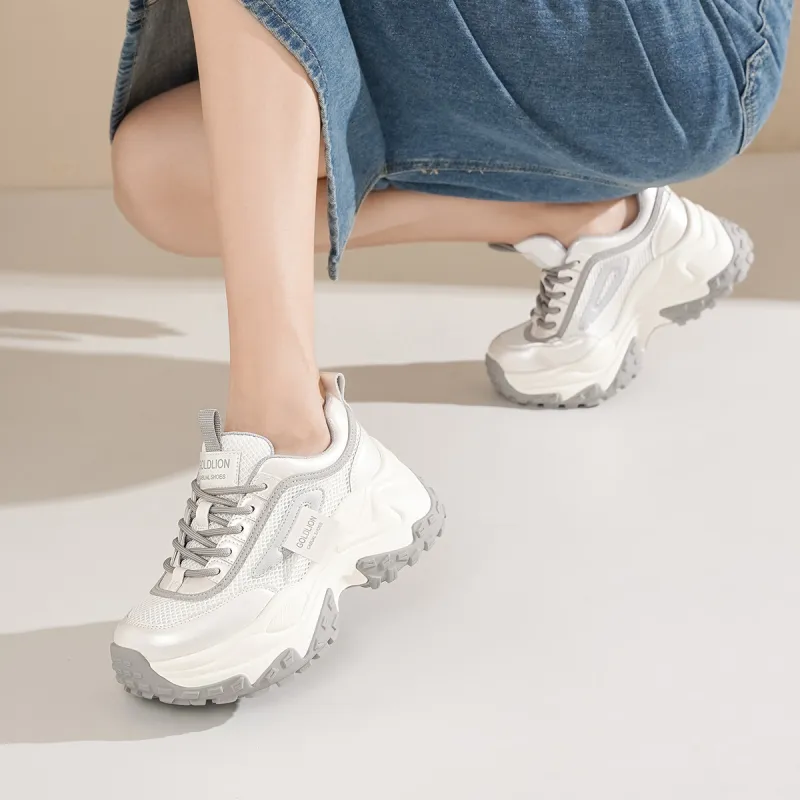 GOLDLION Cushioning And Breathable Low Top Chunky Sneakers Women's-6