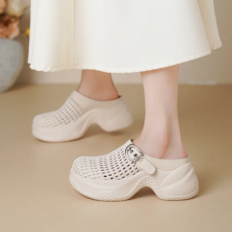 GOLDLION Abrasion Resistant Slip Resistant Closed Toe Slippers Women's Beige-2