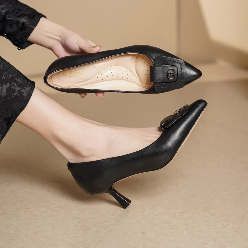 GOLDLION High Heels Women's Black/Beige-5