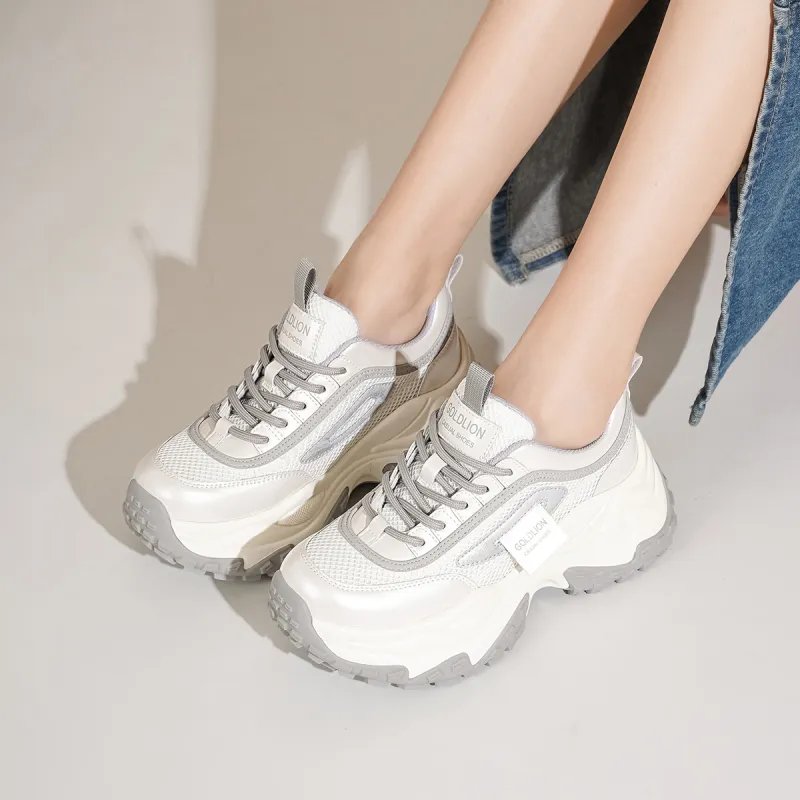 GOLDLION Cushioning And Breathable Low Top Chunky Sneakers Women's-4