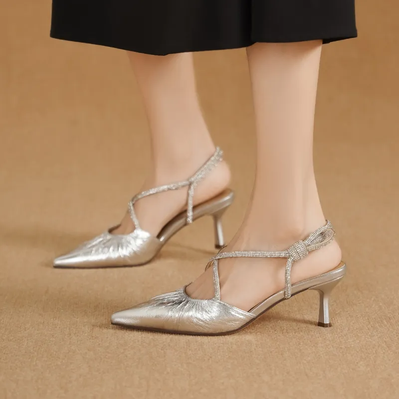 GOLDLION High Heels Women's Ecru/Silver-8