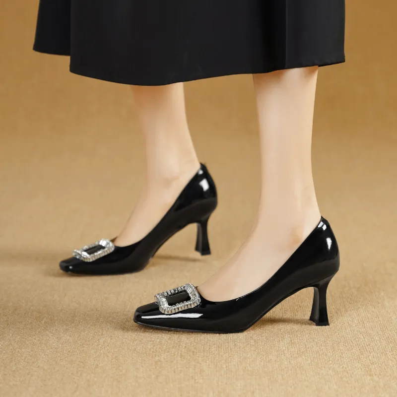 GOLDLION Chunky Heel High Heels 7cm Women's-2