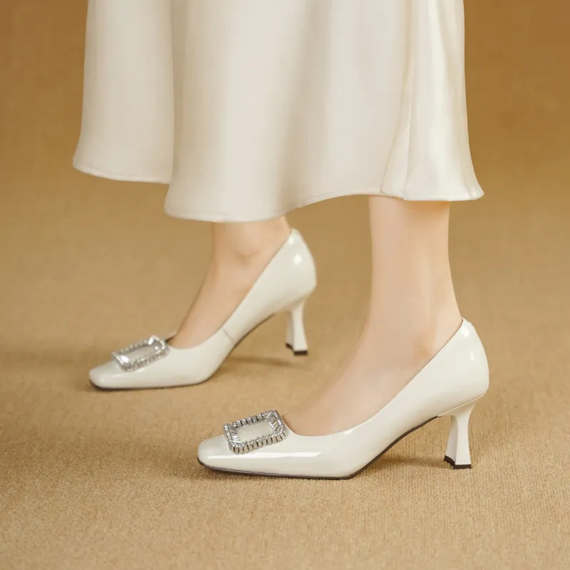 GOLDLION Chunky Heel High Heels 7cm Women's-8