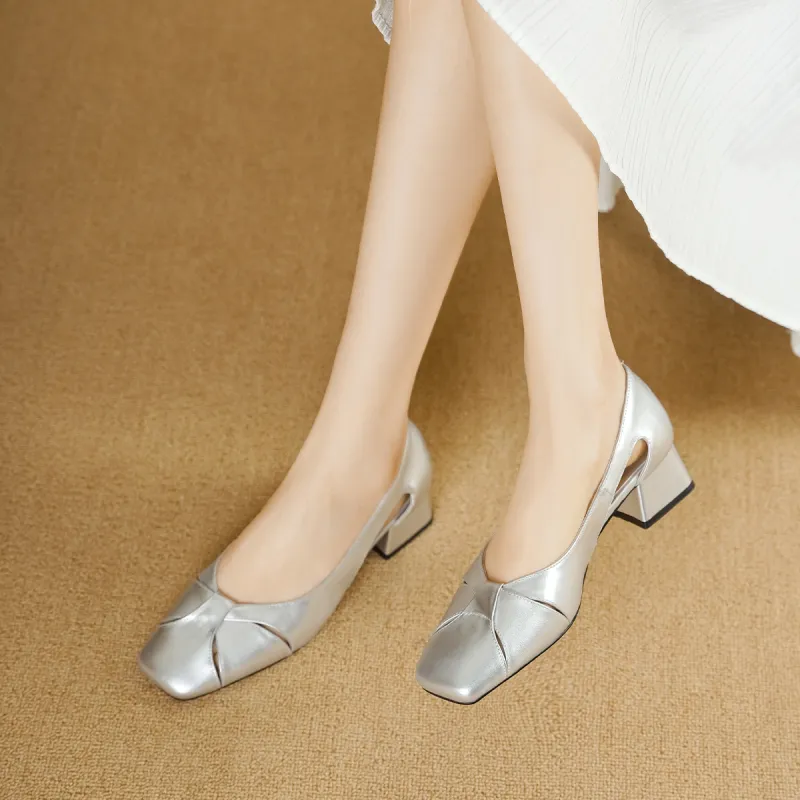 GOLDLION Chunky Heel High Heels 4cm Women's-9