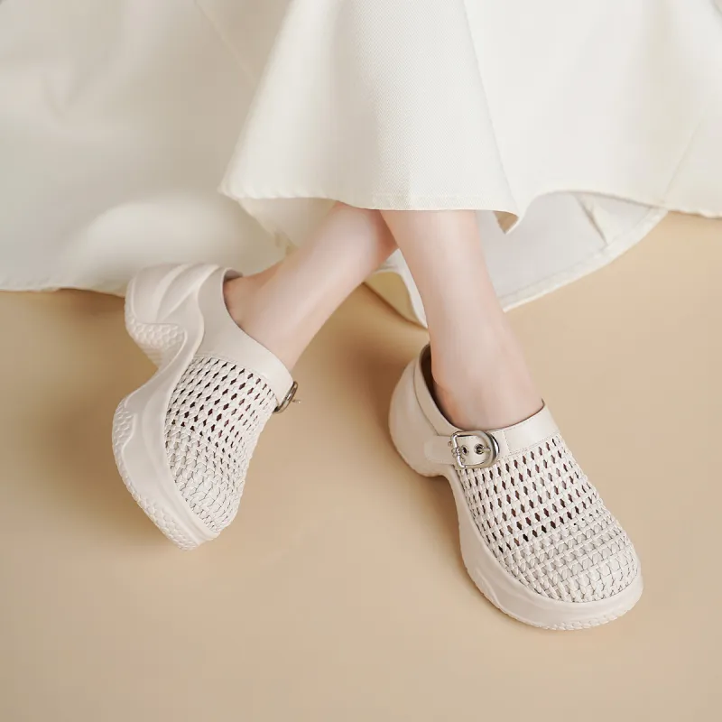 GOLDLION Abrasion Resistant Slip Resistant Closed Toe Slippers Women's Beige-3