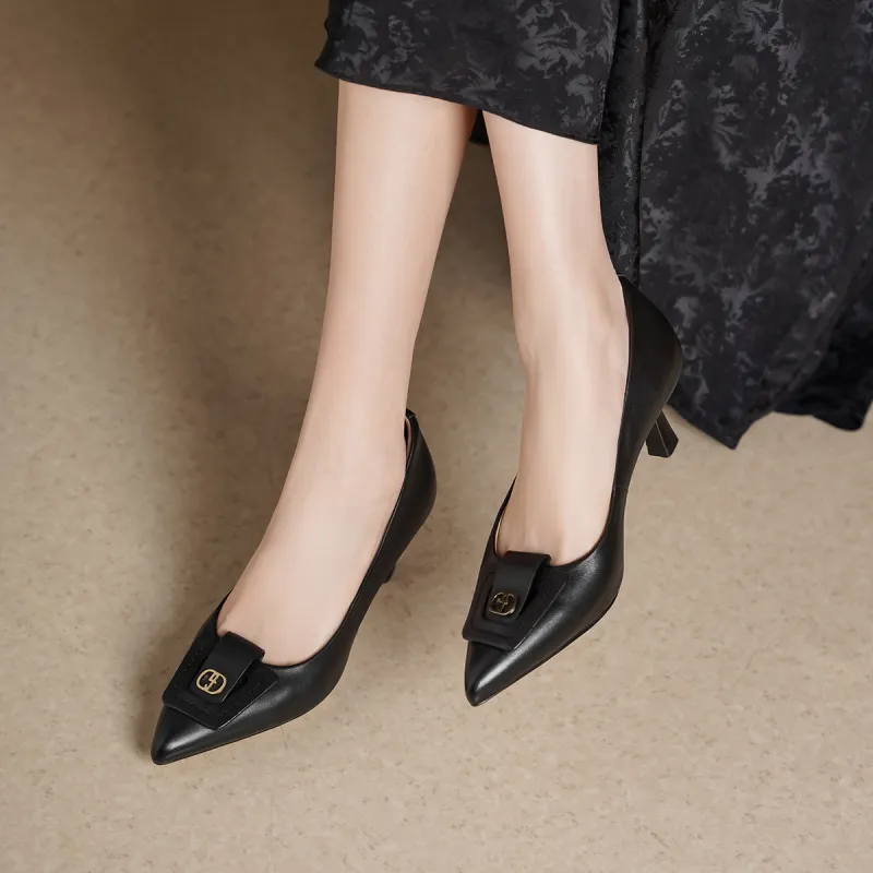 GOLDLION High Heels Women's Black/Beige-4