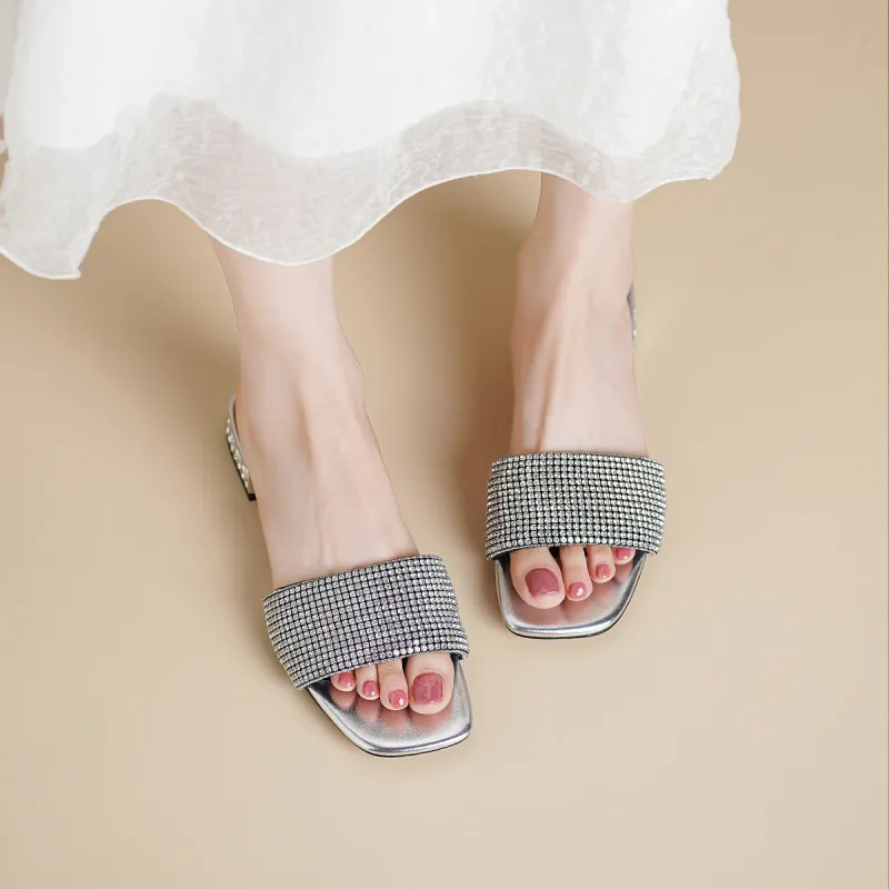 GOLDLION Slide Slippers Women's Silver-5