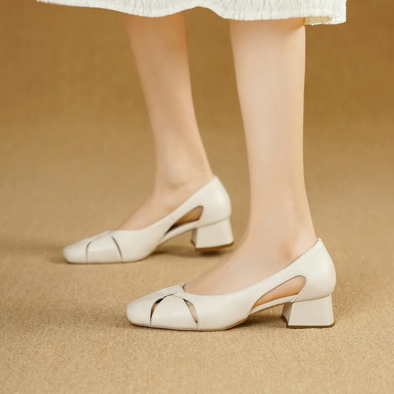 GOLDLION Chunky Heel High Heels 4cm Women's-2