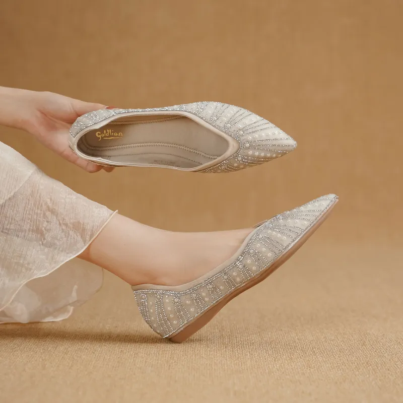 GOLDLION Casual Single Shoes Women's Beige-4