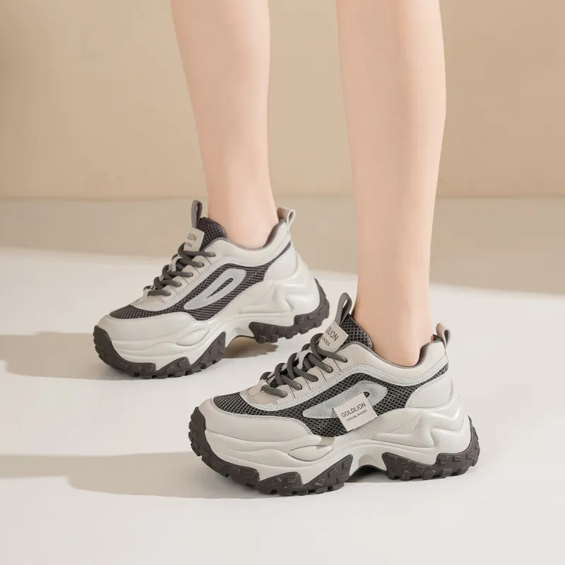 GOLDLION Cushioning And Breathable Low Top Chunky Sneakers Women's-9