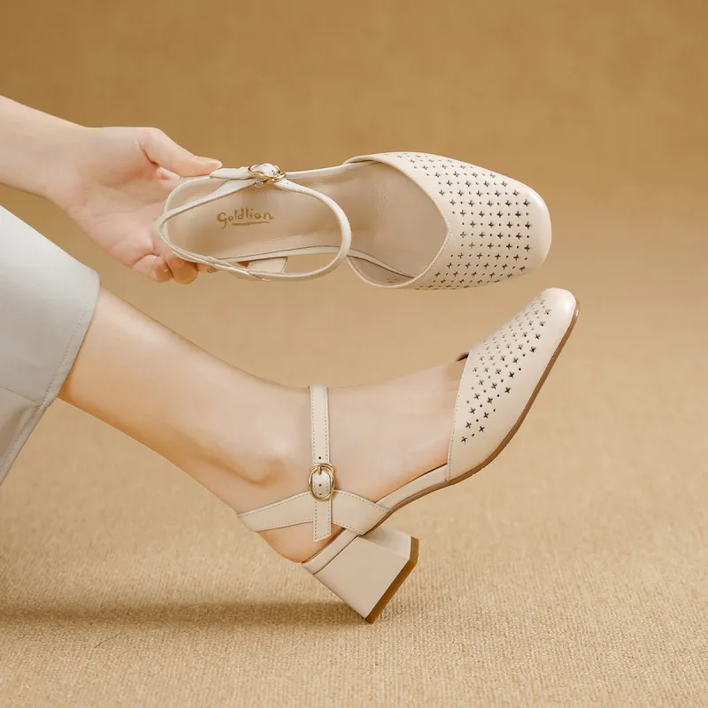 GOLDLION Chunky Heel High Heels Women's-4