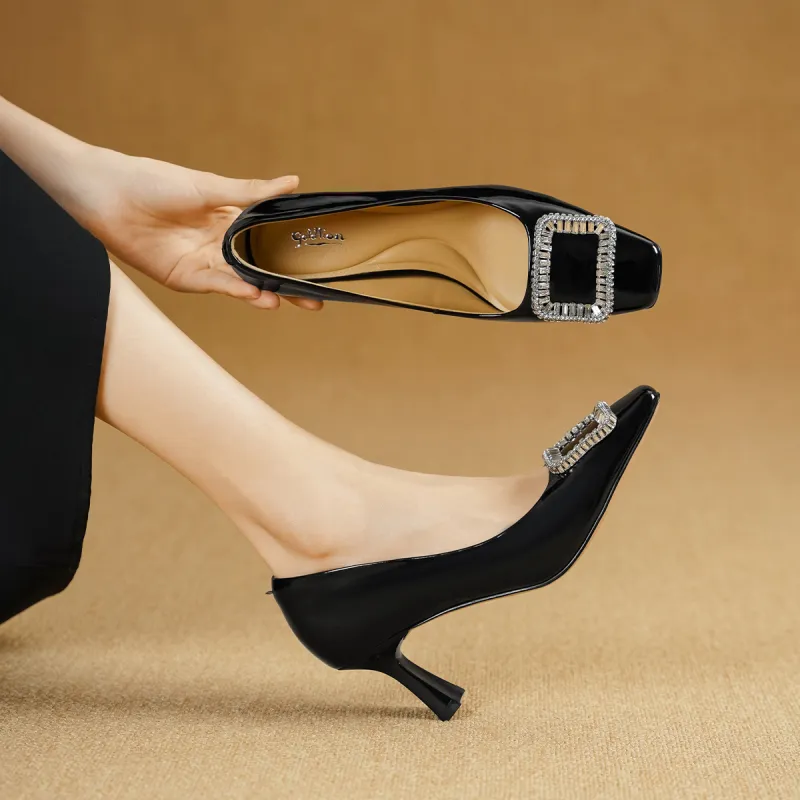 GOLDLION Chunky Heel High Heels 7cm Women's-4