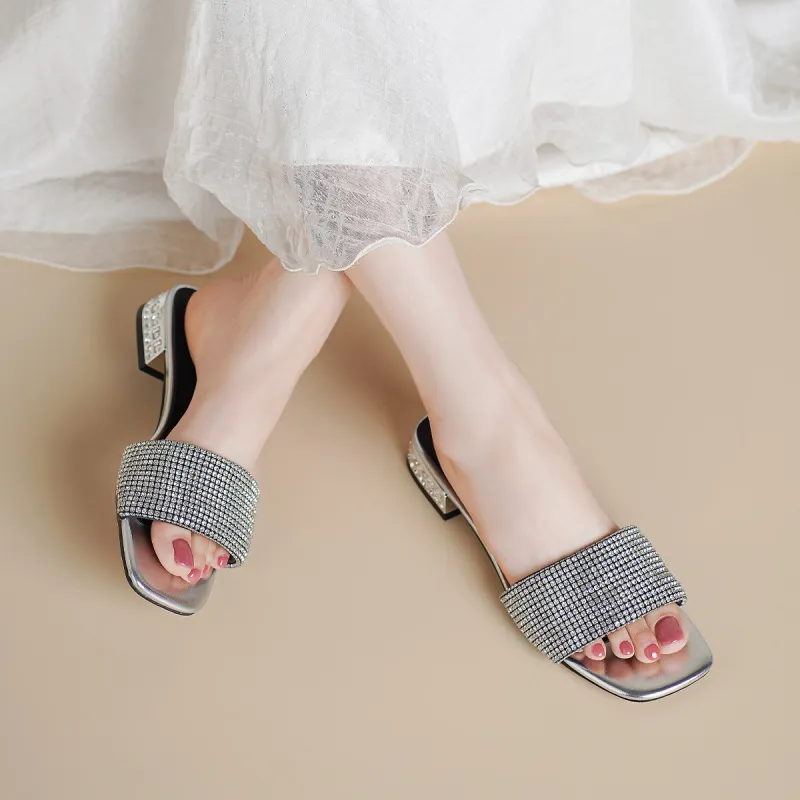 GOLDLION Slide Slippers Women's Silver-3