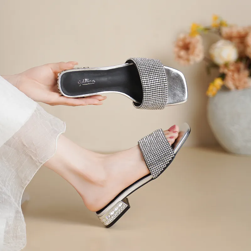 GOLDLION Slide Slippers Women's Silver-4
