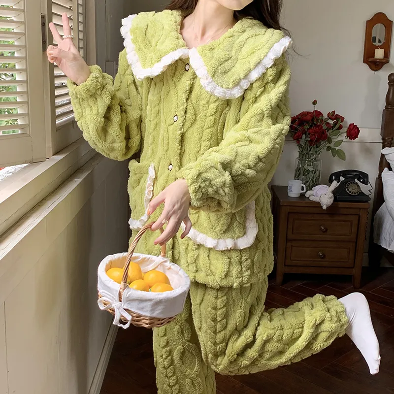 Qiao Ni Tong Pajama Set Women's Matcha-3