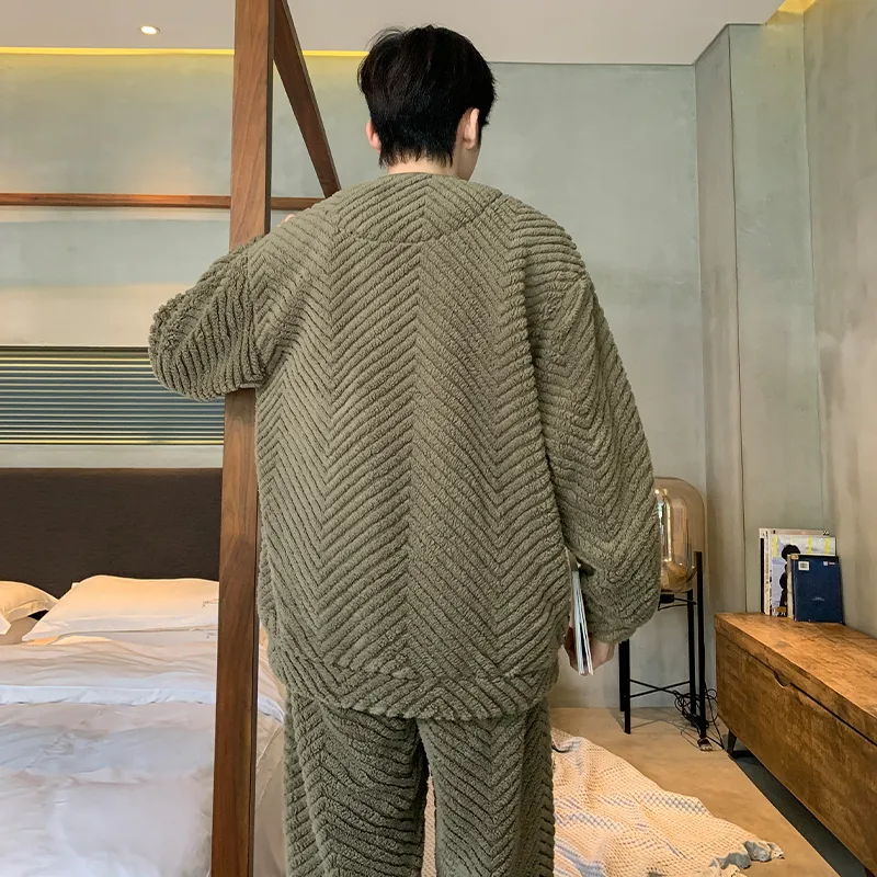 Qiao Ni Tong Pajama Set Men's Light Brown-1
