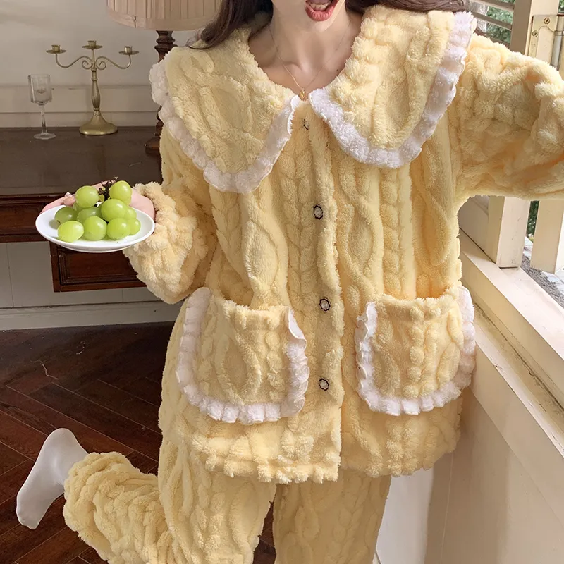 Qiao Ni Tong Pajama Set Women's Custard-4