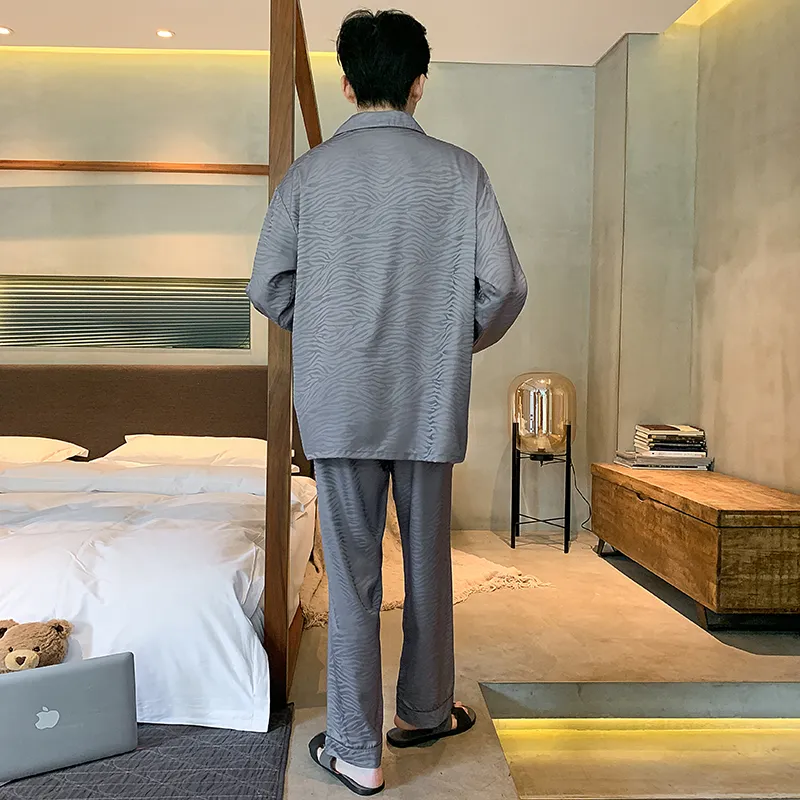Qiao Ni Tong Pajama Set Men's Steel Blue-1